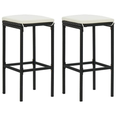 vidaXL - Barkrukken - met - kussens - 2 - st - poly - rattan - zwart