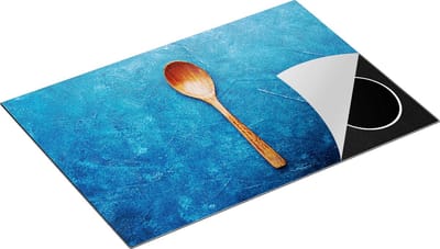 Chefcare Inductie Beschermer Lepel op Blauwe Marmer - 75x50 cm - Afdekplaat Inductie - Kookplaat Beschermer - Inductie Mat