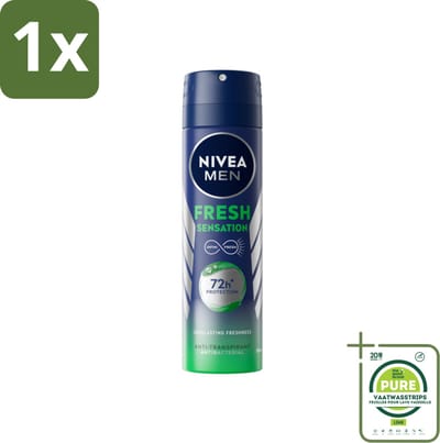 1 x NIVEA MEN - Deodorant Spray - Fresh Sensation - 150 ml - Anti-transpirant Spray - Zweetgeur Bestrijding - Frisse Geur - Huidvriendelijk - 72 Uur Bescherming