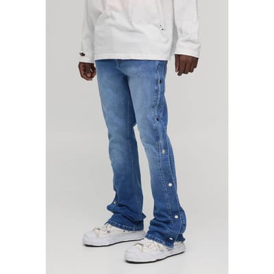 Popper Zijstretch Wijduitlopende Jeans | Light Wash | Size 28R