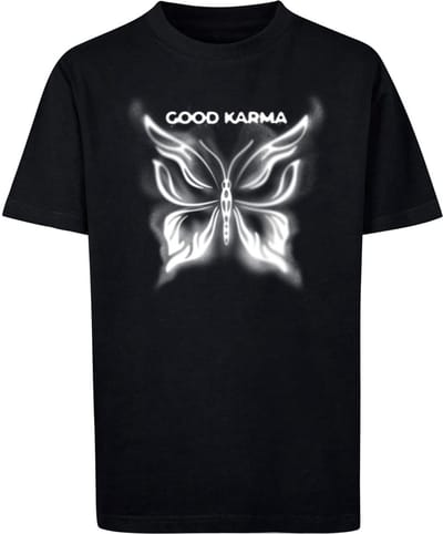Mister Tee - Good Karma Butterfly Kinder Tshirt - Kids 134/140 - Zwart