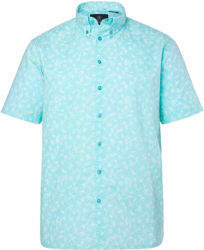 Boston Park - Heren - Overhemd korte mouwen buttondown-kraag Comfort Fit - Lichtturquoise - Maat 3XL