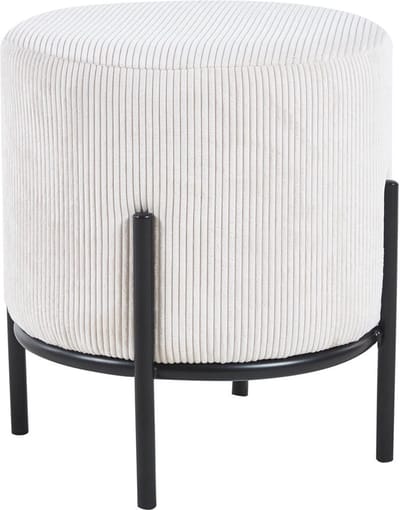 Poef Mia Beige - Stof - Breedte 35 cm - Diepte 35 cm - Hoogte 38 cm