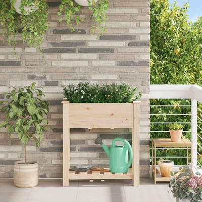 vidaXL - Plantenbak - Beige - 71 - x - 37 - x - 76,5 - cm - Massief - Vurenhout