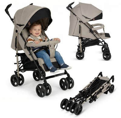 Lionelo Irma - Buggy - Wandelwagen- Lichte 7kg - tot 15 kg - Geveerde wielen - 360° - tot 5 jaar - Opbergmand - Verstelbare handgreep - Snel inklapsysteem - Compact formaat