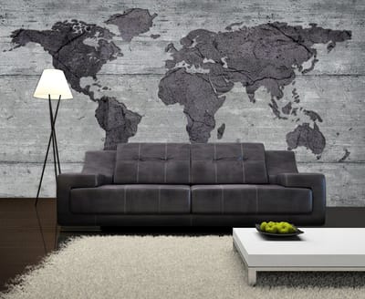 World Map Concrete Texture Photo Wallcovering
