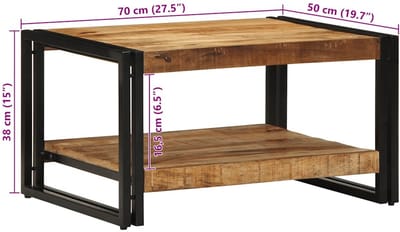 vidaXL Salontafel 70x50x38 cm massief ruw mangohout