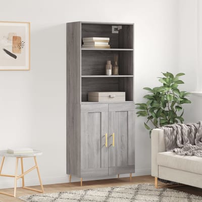 vidaXL - Hoge - kast - 69,5x34x180 - cm - bewerkt - hout - grijs - sonoma - eikenkleurig