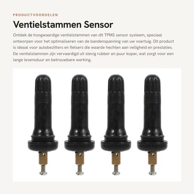 Dailygoods- Ventielstammen 4 Stuks - Bandenspanningscontrolesysteem - TPMS Sensor - Rubber & Koper - Zwart - 6 cm Lengte - Bandenklep