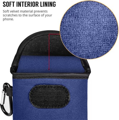 MobyDefend Hoesje - Geschikt voor OnePlus Nord 3 - Neopreen Pouch Met Karabijnhaak - Insteek - Riemlus - Blauw