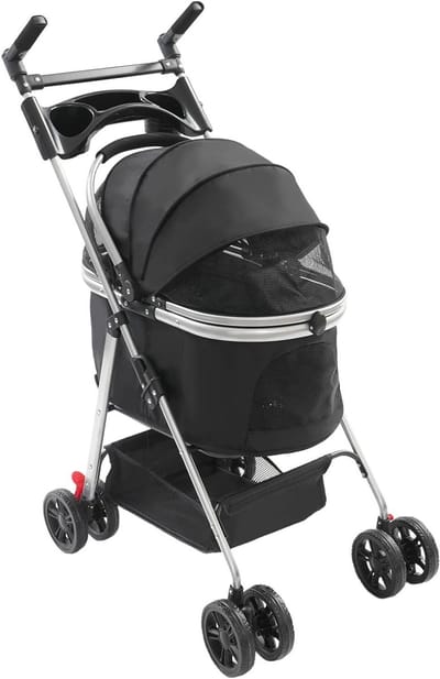 Hondenbuggy - Huisdierwagen Reiskar - Veilig Transport - Inklapbaar Lichtgewicht - Tot 12 kg - Zwart