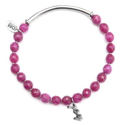 CO88 Collection Beloved 8CB 90048 Rekarmband met Stalen Elementen - Joy Hanger - Jade Natuursteen 6 mm - One-size - Rood