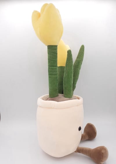 Feestdecoratie, Pluche knuffel gele zacht tulpen bloem vaas ,feestdecoratie, speelgoed, pop, decoratie, toys en souvenir van holland.