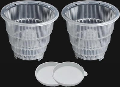 Orchidee pot - Set van 2 - Bloempot orchidee - 14x12cm - met lekbakjes - Transparant