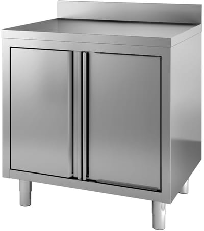 Professionele Werktafel | Draaideuren Rand 80cm breed | RVS | Combisteel | 7452.3070 | Horeca