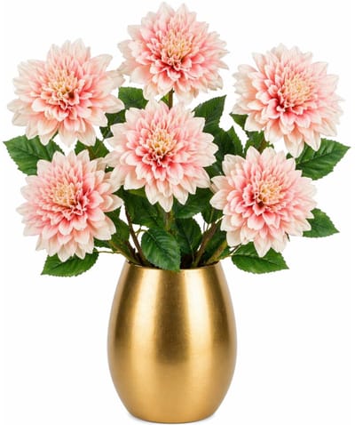 Mica Decorations Kunstbloem Dahlia Floristic - 6x - H75 cm - roze - kunststof - stelen kunstbloemen - boeket - bloemetjes