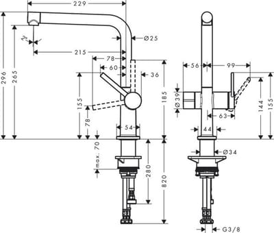 Hansgrohe M54 - Talis 270 keukenkraan, met stopkraan voor vaatwasser, mat zwart 72827670