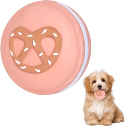 Hondenspeelgoed Macaron - Kauwspeelgoed Hond - Interactief Spelen - Duurzaam Natuurlijk Latex - 6 cm - Roze