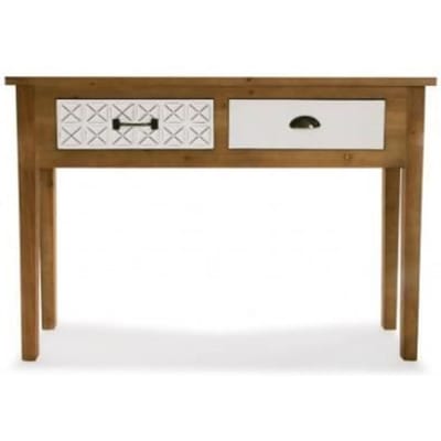 Meuble d'Entrée Étroit pour l'Entrée ou Couloir Selma - Console avec 2 tiroirs en Bois - Marron - VERSA marron