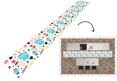 Keukenloper - Keukenmat - Patronen - Koffiebonen - Koffie - IJs - 400x50 cm - Keuken vloerkleed