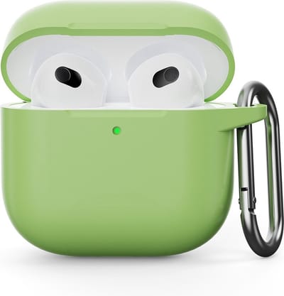 Coverup Hoesje - Geschikt voor AirPods 4 Hoesje - Coverup Siliconen AirPods Case met Sleutelhanger - Groen