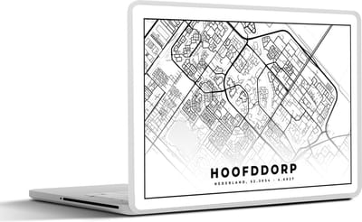 Laptop sticker - 13.3 inch - Kaart - Hoofddorp - Nederland - 31x22,5cm - Laptopstickers - Laptop skin - Cover