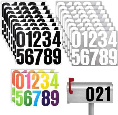 Dailygoods- Nummerstickers 18 Vellen - Waterdicht - Zelfklevend - Reflecterend - Cijfers 0-9 - Geschikt voor Binnen/Buiten - Cijferstickers
