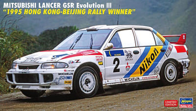 Hasegawa Modelbouwpakket Auto - 20801 Mitsubishi Lancer GSR Evolution III - 1995 Hong Kong-Beijing Rally Winner - Japanse Rauto Plastic - 1:24 - Modelbouw