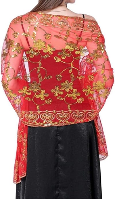 Bruiloft Sjaal - Avond Wrap - Feestelijke Gelegenheid - Glinsterende Afwerking - One Size - Zwart