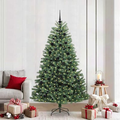 vidaXL - Kunstmatige - Hinged - Kerstboom - Groen - 210 - cm - PVC - en - Metalen