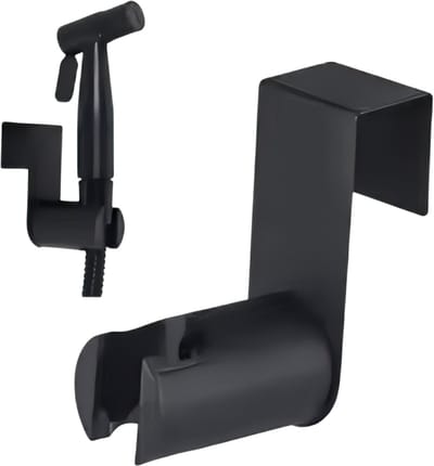 Bidet Douchehouder voor Toilet – RVS Wandhouder met Haak – Roestvrijstalen Ophangbeugel voor Handdouche en Toiletsproeier – Badkamer Accessoire voor Hygiëne, WC & Bidet Douche - Zwart