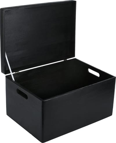 Creative Deco XXL Zwart Grote Houten Doos Opbergdoos | 40 x 30 x 24 cm | met Deksel en Handvatten | Kerst, Kerstmis Cadeau