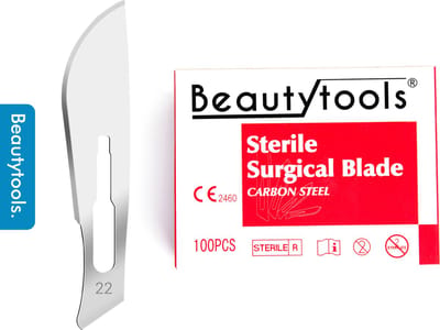 BeautyTools Pedicure Scalpelmesjes - Bistouri Mesjes Nr. 22 (100 Stuks) - Pedicure Mesjes - Individueel en Steriel Verpakt (BP-0706)