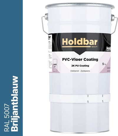 Holdbar PVC-Vloer Coating Briljantblauw (RAL 5007) 5 Kg - Vloerverf - Alle kleuren - Hecht direct op PVC - Slijtvast - UV-bestendig - Gemakkelijk te reinigen - Beschermt PVC-Vloer - 2 Componenten Verf