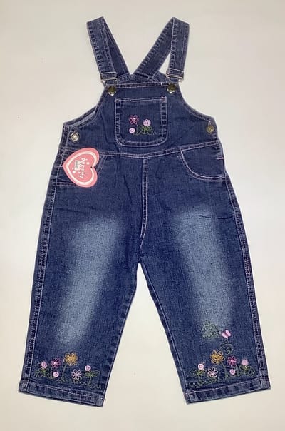 Tuinpak - Tuinbroek - Salopette - Jeans - Baby - Bloem - Maat 68/74 (S)