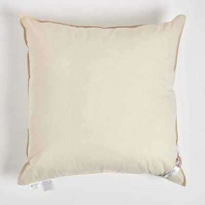 HOMESCAPES Set of 2 Organic Cotton Pillow Covers, 60 x 60 cm, Inner Insert with Super Microfibre, Hypoallergenic, Synthetic Filling, Machine Washable
