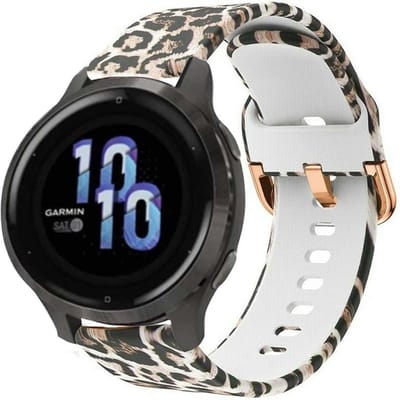 Siliconen bandje geschikt voor Garmin Vivoactive 4s / Garmin Vivomove 3s / Garmin Venu 2s bandje - Panterprint - Tijgerprint - Strap-it - Luipaard print - Lucky Leopard