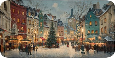 WC mat 120x60 cm - Antislip - Kerstsfeer - Stadsplein - Kleurrijk - Toiletmat - Vloermat - Douchemat - Toilet tapijt - Toiletmatten