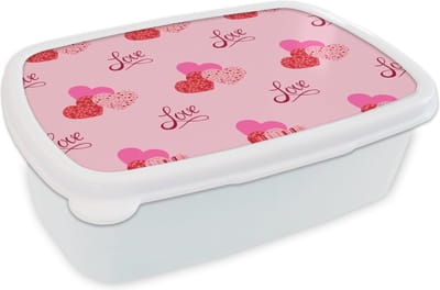 Broodtrommel Wit - Lunchbox - Brooddoos - Love - Design - Liefdes cadeau - 18x12x6 cm - Volwassenen
