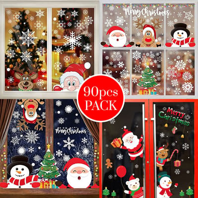 Jojoy - Kerst Raamstickers - 90 Stuks - Kerststickers - Raamstickers - Raamstickers Kerst - XMASCLINGS