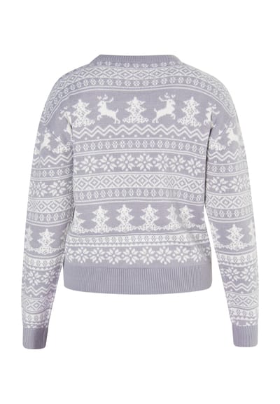Mymo Kersttrui Dames grijs wit