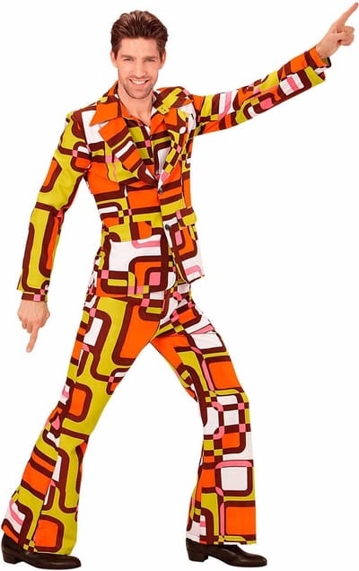 Jaren 70 kostuum groovy vlakken
