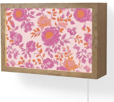 Wandlamp 30x20 cm - Oplaadbaar - Bloemenpatroon - Roze - Oranje - Bloemen - Wandlampen binnen woonkamer - Slaapkamer lamp met kabel - Decoratieve nachtlamp - Vloerlamp snoer