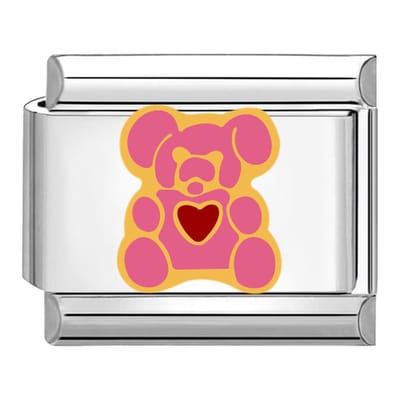 Quiges - Schakel - Bedel - 9mm - charms - Roze Olifant - Geschikt voor - armband - Schakelarmband - italy bedels armband