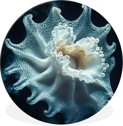 WallCircle - Wandcirkel - Muurcirkel - Zeewezen - Wit - Golven - Water - Aluminium - Dibond - 30x30 cm - Binnen en Buiten