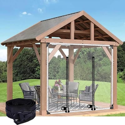 Transparant PVC Dekzeil Gordijn 0,3mm - Waterdichte Zijpanelen met Ritssluiting voor Terras, Pergola, Carport - 2x2,4m