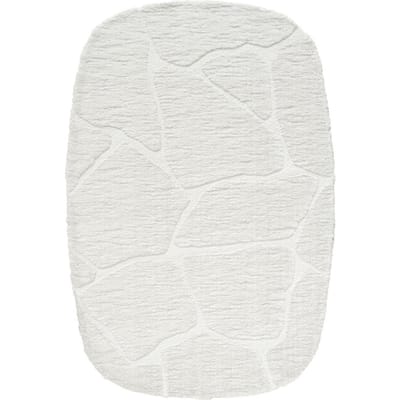 Vloerkleed Macy Creme - Rounded Corners 200 x 290 cm - Organisch Design Vloerkleed met Hoog-Laag Structuur in Scandinavische / Japandi Stijl