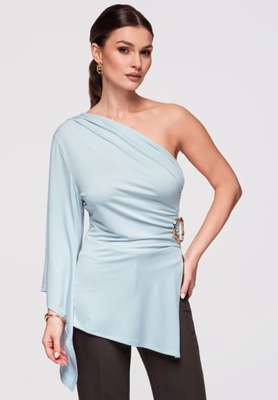 OMBRE Overhemd - Slim Fit - Lange Mouw - Geen Sluiting Blauw S