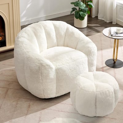 Zitzak Loungestoel - Gezellige Beanbag - Ontspannen Zitten - Zelfvormend Comfort - 110 x 100 x 80 cm - Wit