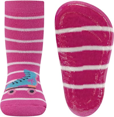 Ewers Antislipsok - Fuchsia Roze & Witte Strepen - Rollerskates Lichtblauw - Elastisch - Siliconenzool-19/20